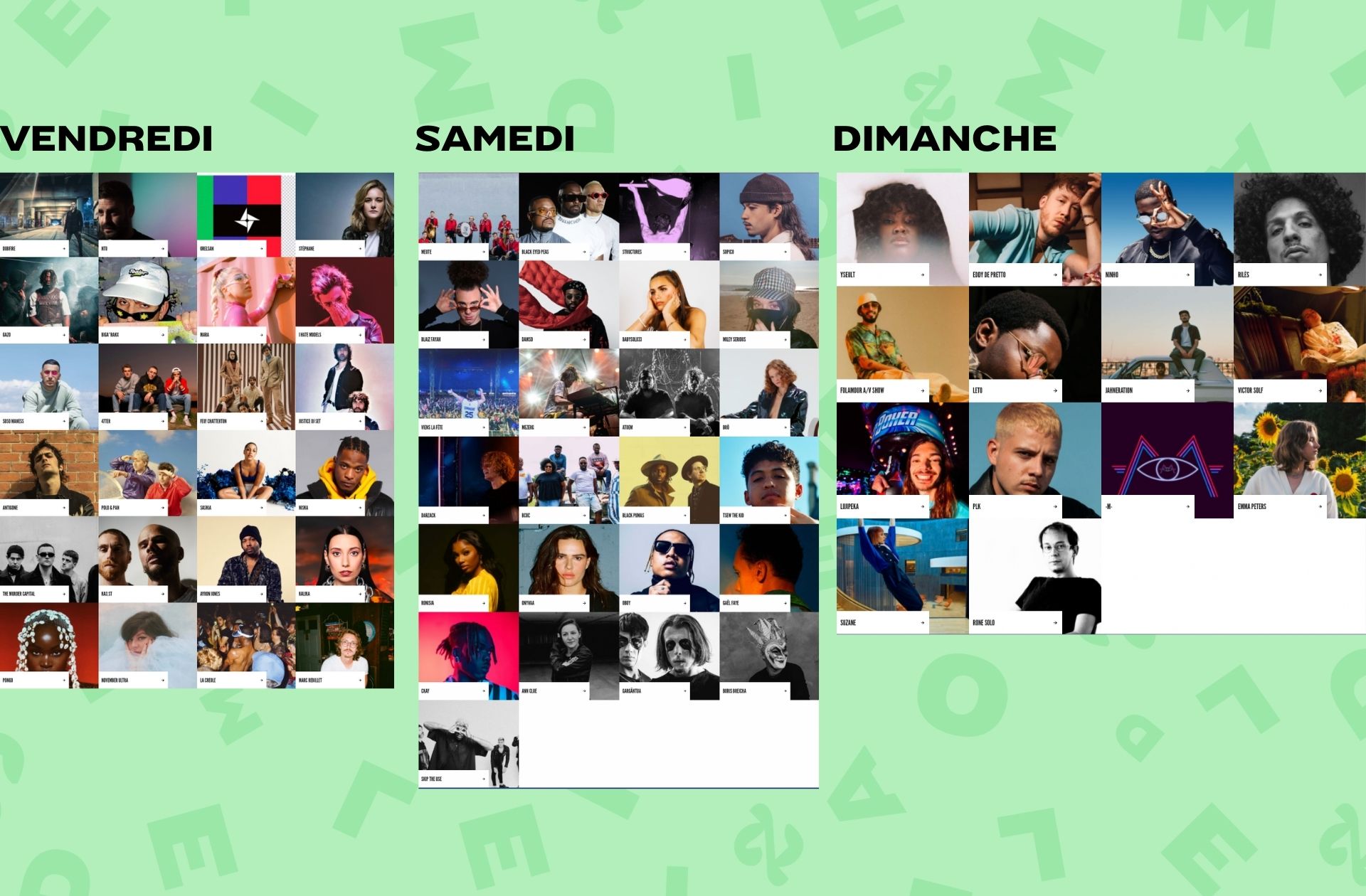 Artistes programmés aux Solidays 2022