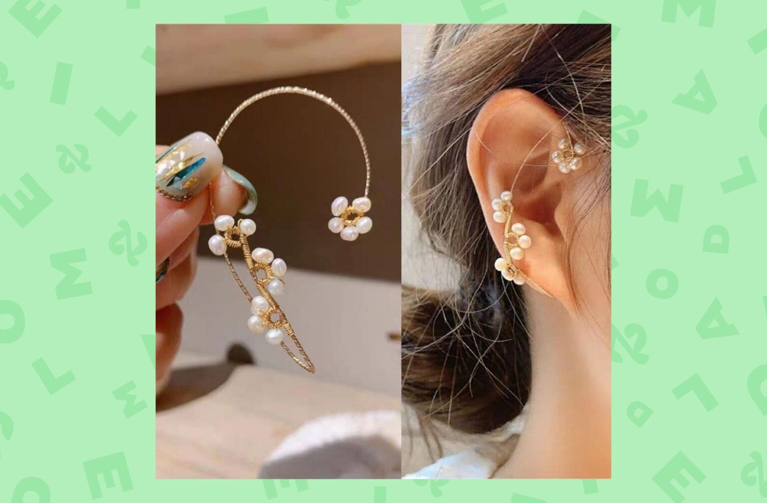 Bijoux d’oreilles avec des perles formant des fleurs