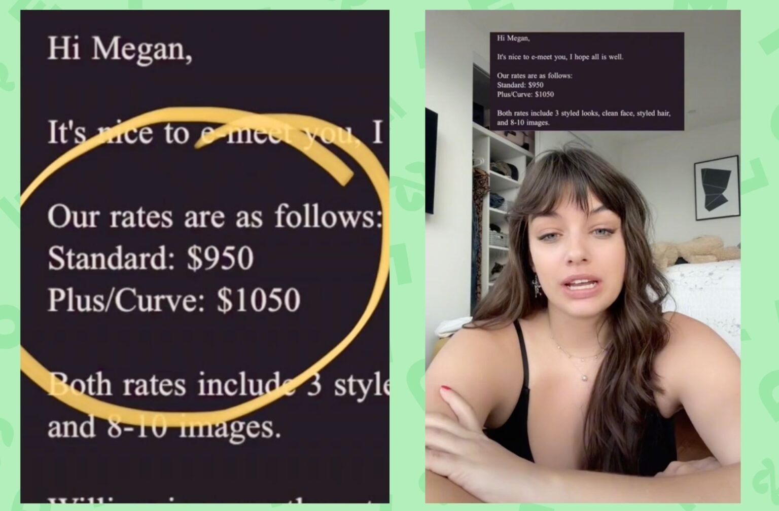Sur TikTok, la mannequin grande taille Sixtine Rouyre fait partie des personnes qui s'indignent des prix jugés grossophobes d'un photographe de mode. © Capture d'écran TikTok. Sur TikTok, la mannequin grande taille Sixtine Rouyre fait partie des personnes qui s'indignent des prix jugés grossophobes d'un photographe de mode. © Capture d'écran TikTok.