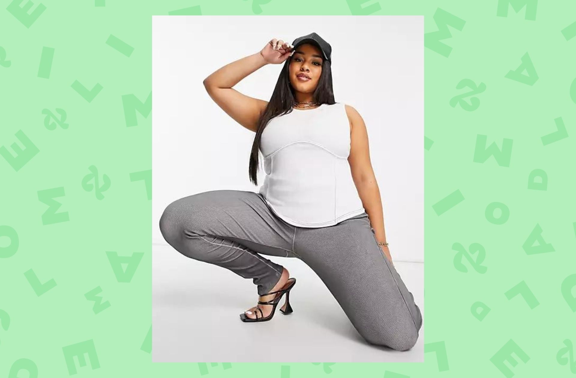 ASOS DESIGN Curve – Débardeur avec détail façon corset et logo – Blanc