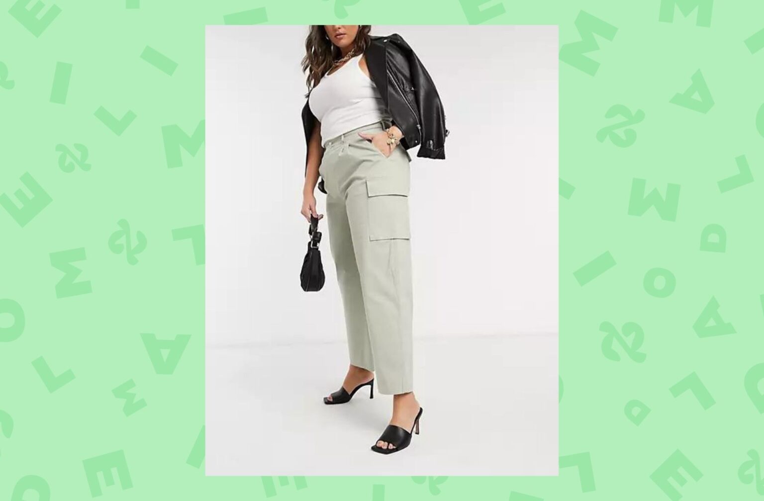 ASOS DESIGN Curve – Pantalon chino plissé sur le devant avec poches cargo – Sauge ASOS DESIGN Curve – Pantalon chino plissé sur le devant avec poches cargo – Sauge