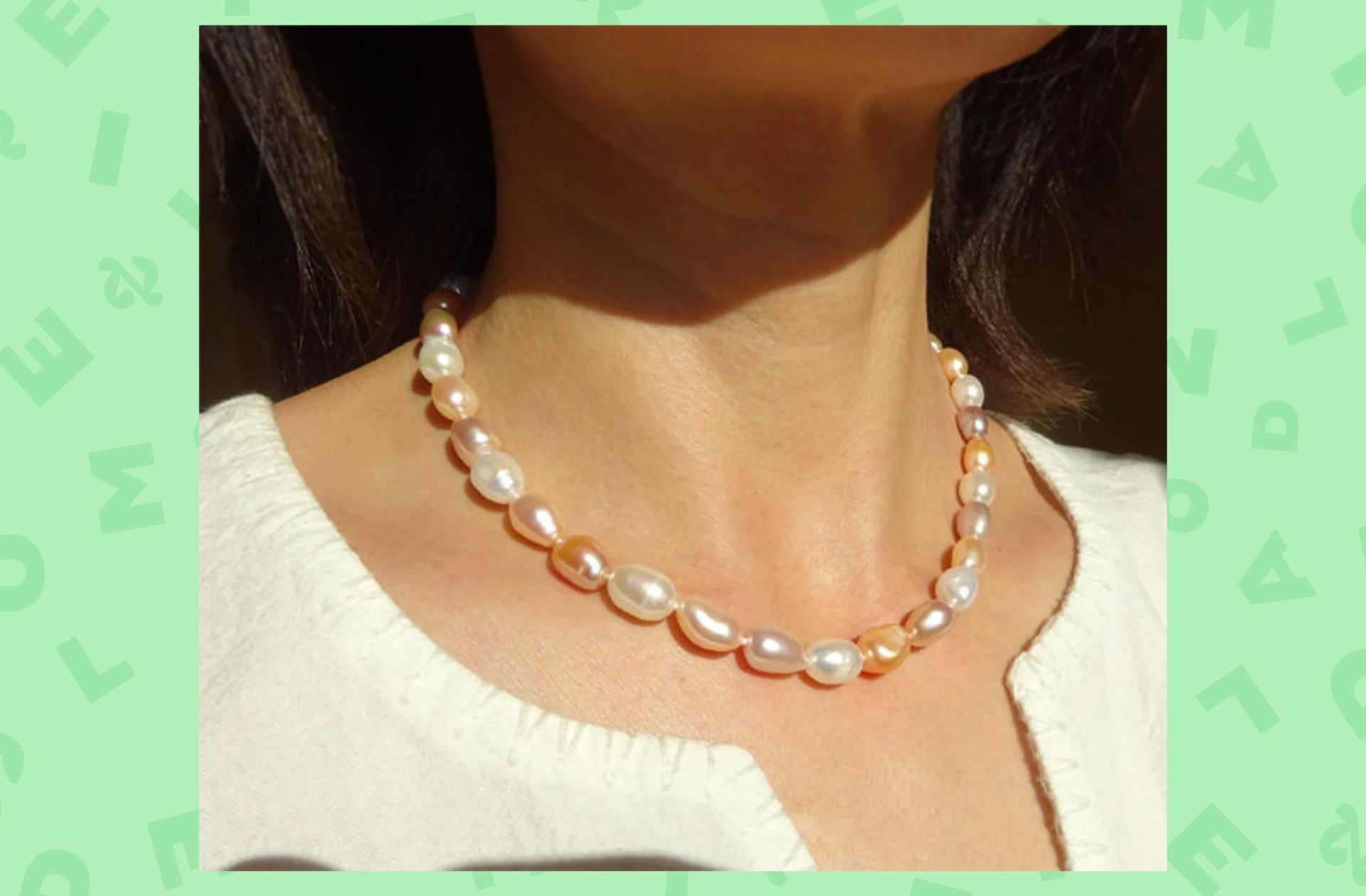 Collier perle de culture d&rsquo;eau douce, cultured pearl, perle baroque , perle blanche, perle rose et perle lavande