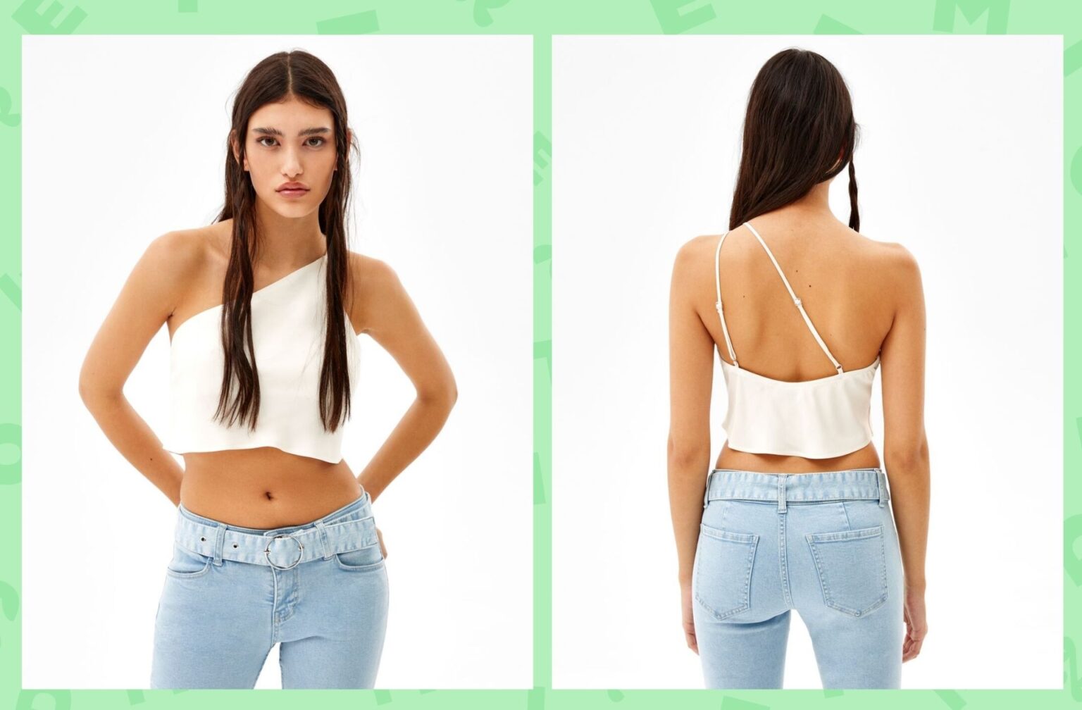 Crop top asymétrique satiné drapé Crop top asymétrique satiné drapé