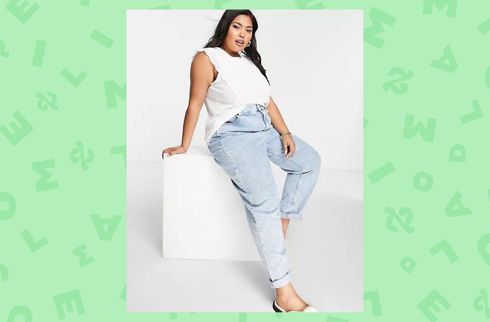 Vero Moda Curve – Débardeur en coton biologique à manches volantées – Blanc