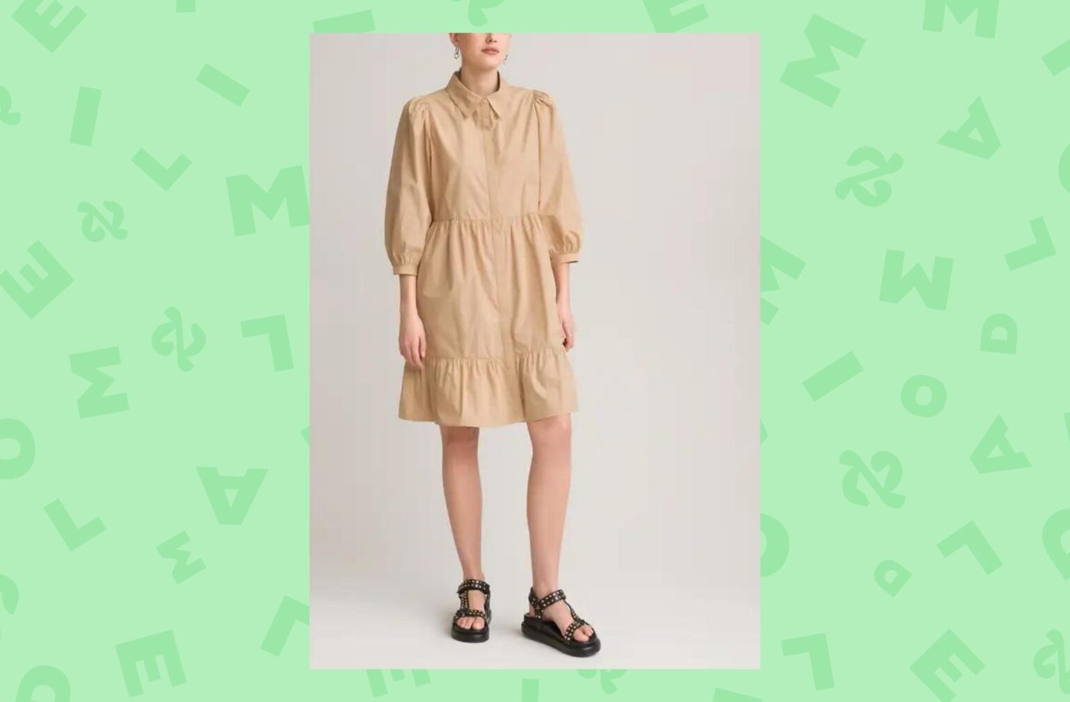 Robe-chemise manches ballon, coton bio Robe-chemise manches ballon, coton bio