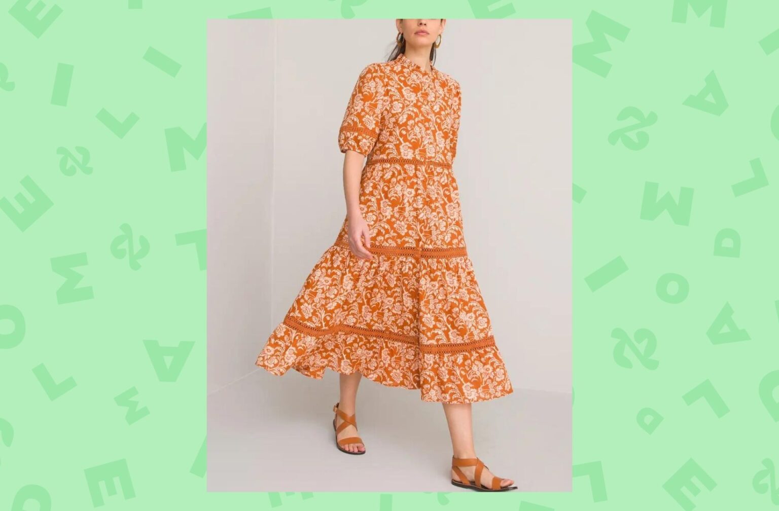 Robe longue manches courtes imprimée coton bio Robe longue manches courtes imprimée coton bio