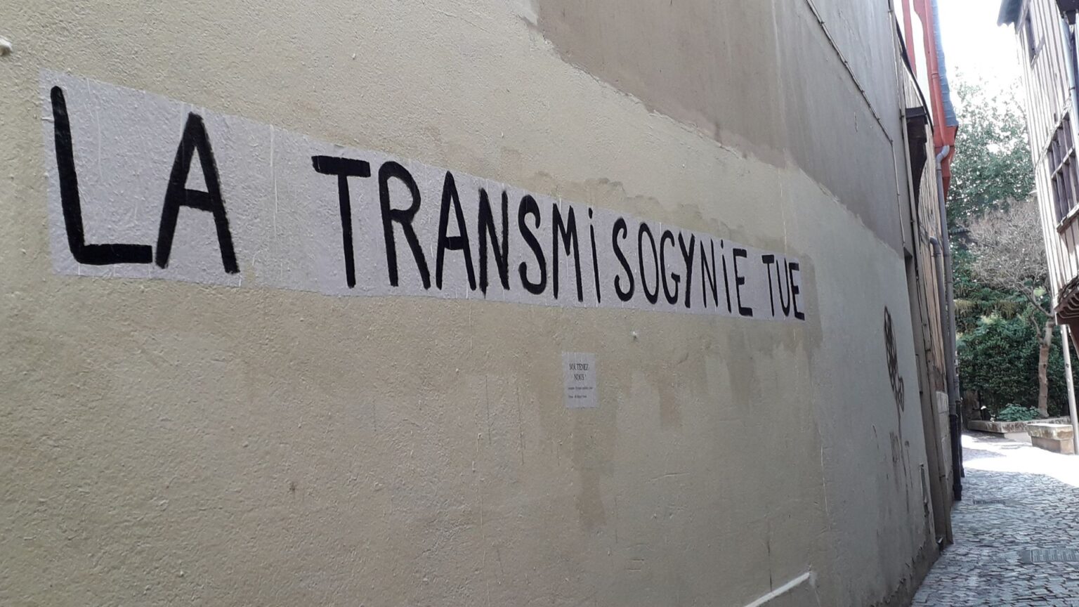 Collage féministe à Rouen contre la transmisogynie Collage féministe à Rouen contre la transmisogynie