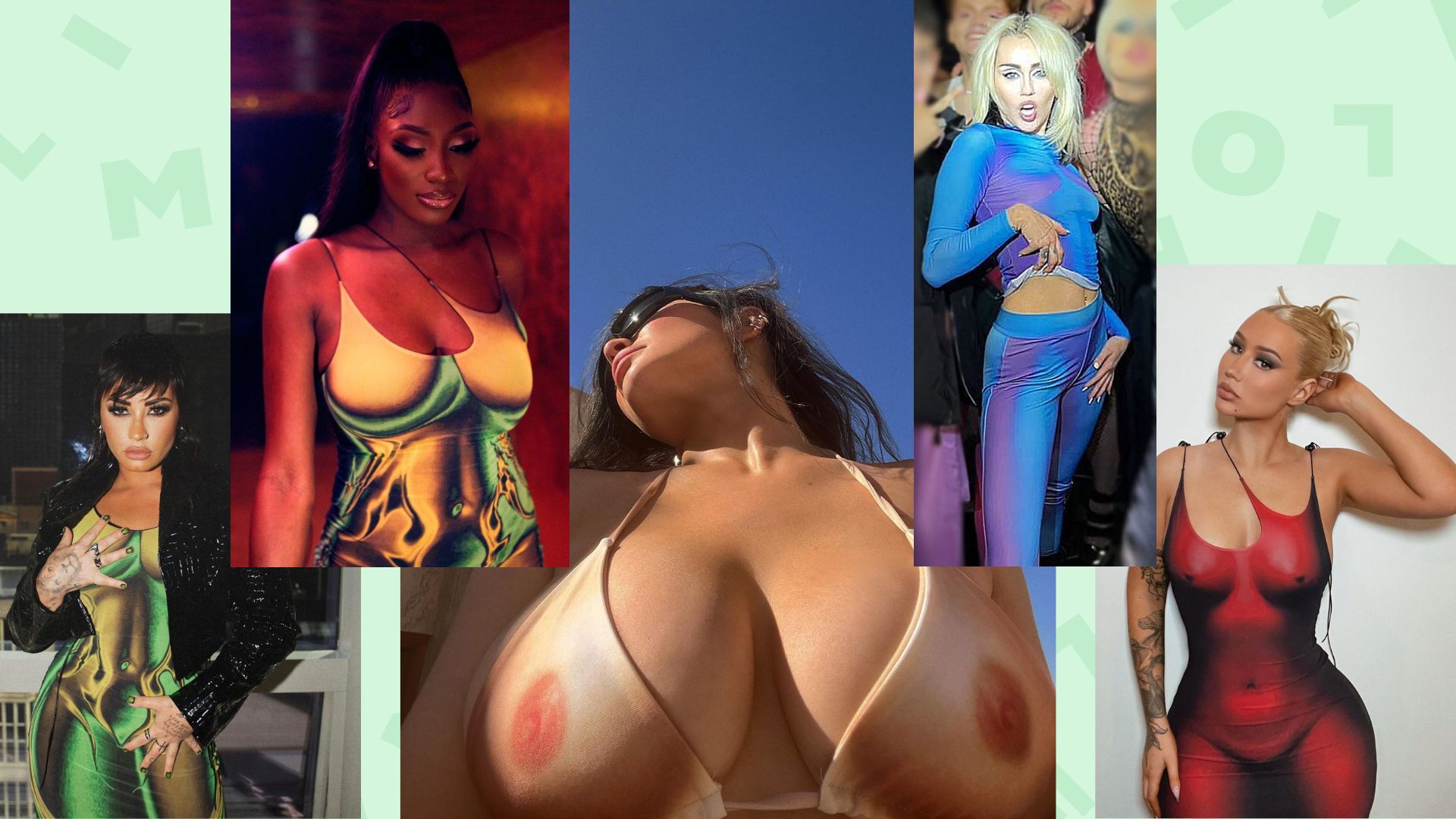 Demi Lovato, Aya Nakamura, Kylie Jenner, Miley Cyrus et Iggy Azealia en imprimé trompe-l’oeil Demi Lovato, Aya Nakamura, Kylie Jenner, Miley Cyrus et Iggy Azealia en imprimé trompe-l’oeil
