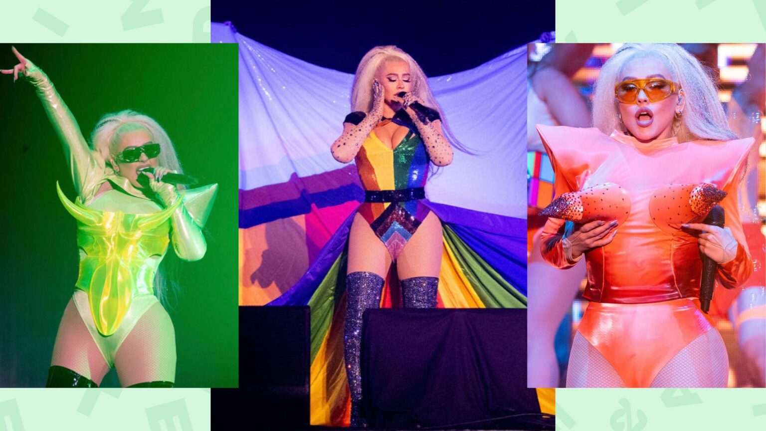 D'autres tenues de scène de Christina Aguilera le 11 juin 2022, lors du festival Pride In The Park à Los Angeles. © Capture d'écran Instagram @annatrevelyan, l'une des stylistes de l'artiste pour cet événement. D'autres tenues de scène de Christina Aguilera le 11 juin 2022, lors du festival Pride In The Park à Los Angeles. © Capture d'écran Instagram @annatrevelyan, l'une des stylistes de l'artiste pour cet événement.