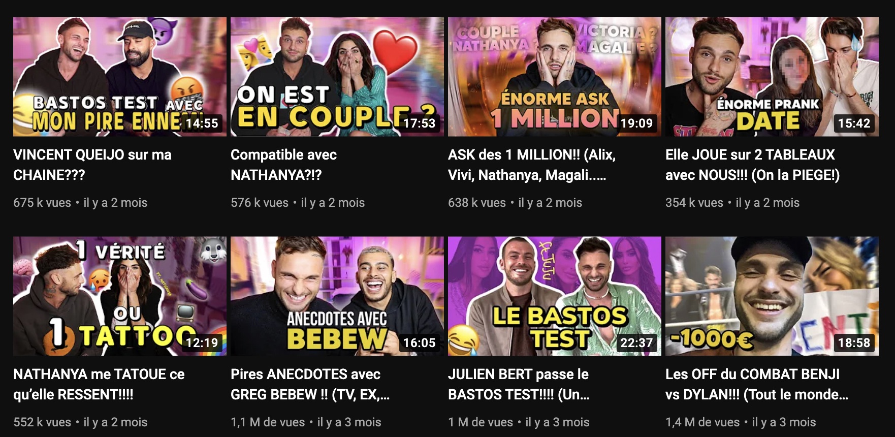 La chaîne YouTube de Bastos compte plus d’1 millions d’abonnés, et ses vidéos dépassent facilement les 600.000 vues