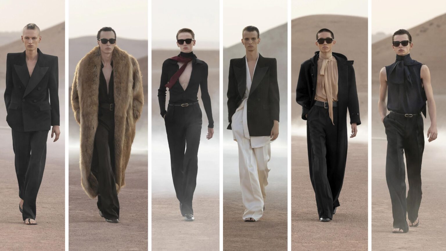 Le défilé Saint Laurent homme printemps-été 2023 par Anthony Vaccarello dans le désert d'Agafay au Maroc, le 15 juillet 2022 Le défilé Saint Laurent homme printemps-été 2023 par Anthony Vaccarello dans le désert d'Agafay au Maroc, le 15 juillet 2022