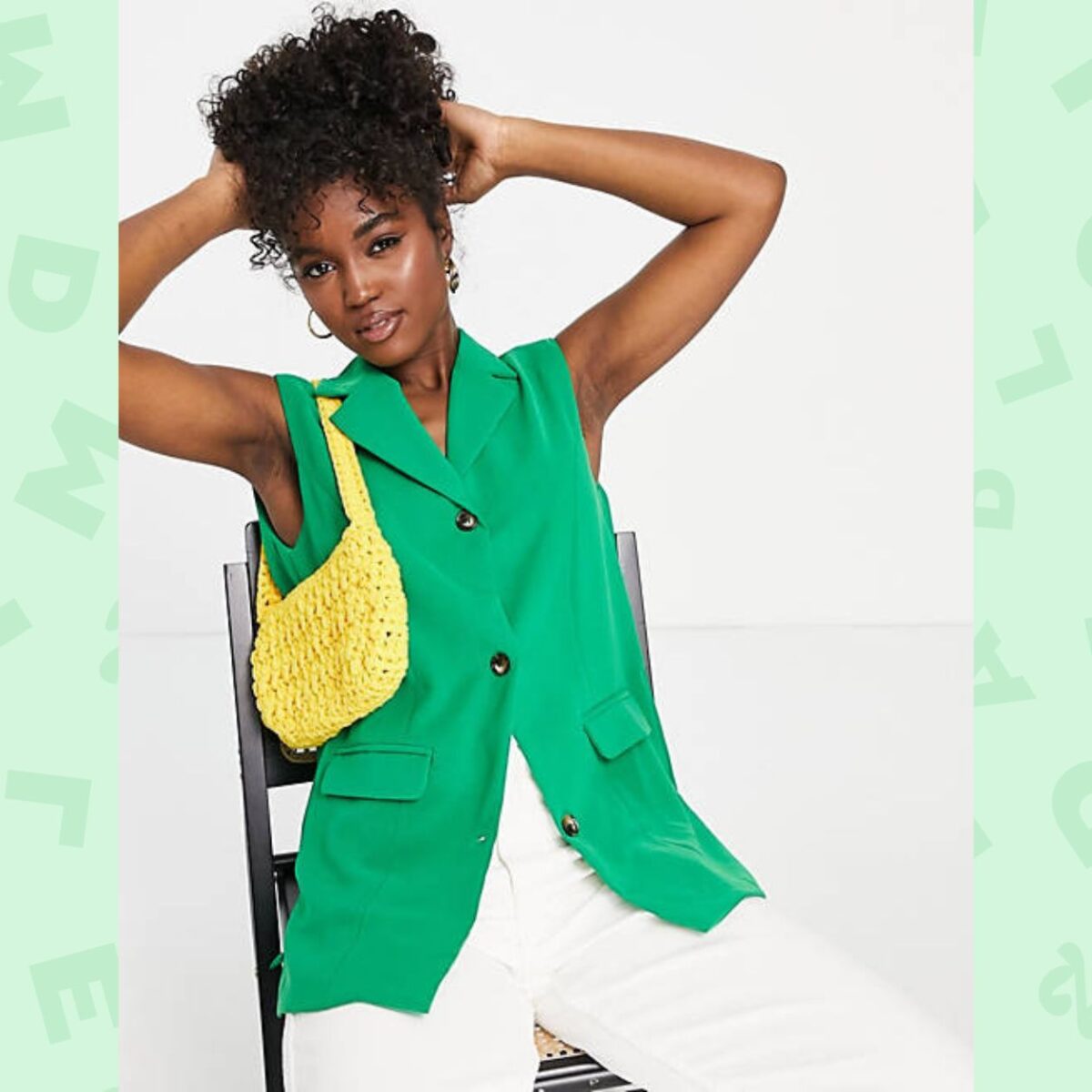 Lola May – Blazer d’ensemble sans manches – Vert Lola May – Blazer d’ensemble sans manches – Vert