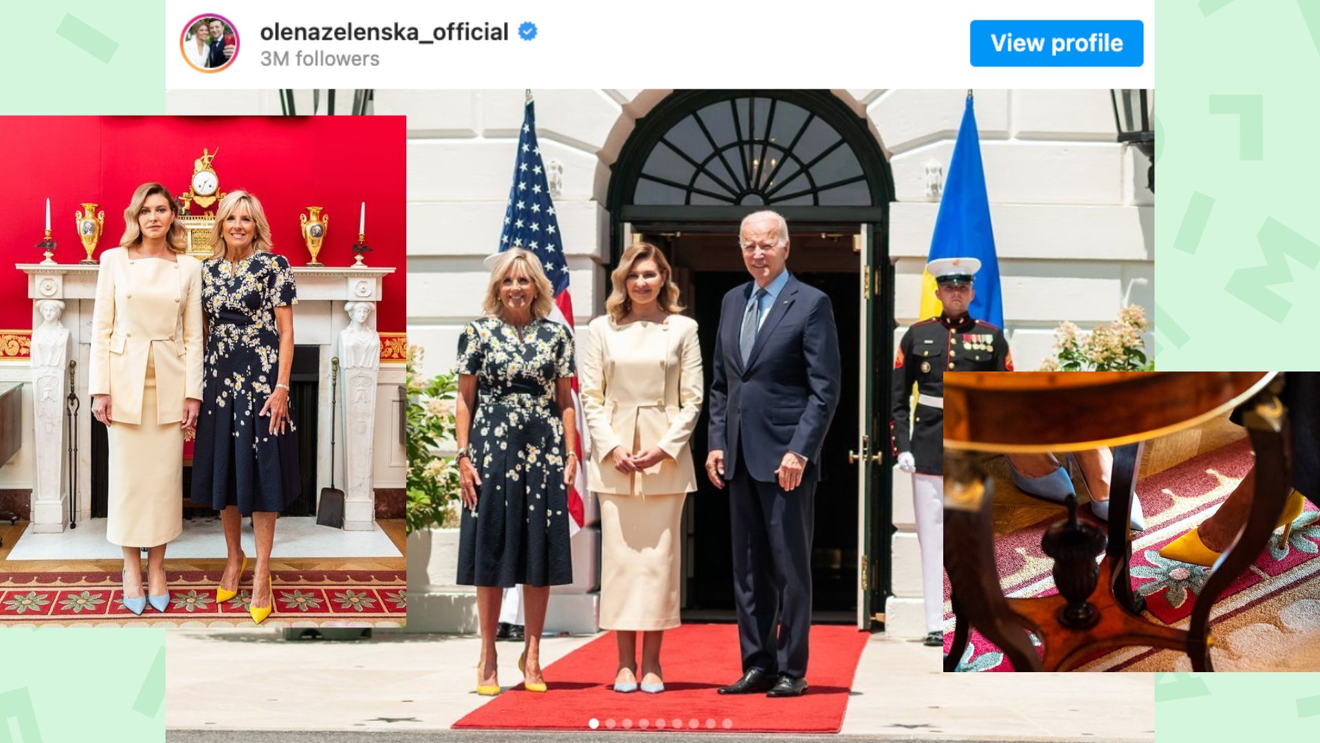 Capture d'écran Instagram de Olena Zelenska et sa tenue hautement symbolique du 19 juillet 2022.