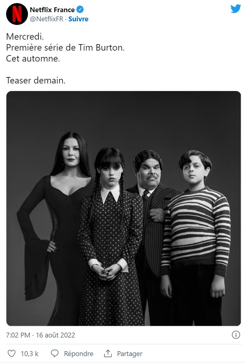 Tim Burton va réaliser sa première série sur Mercredi Addams pour Netflix