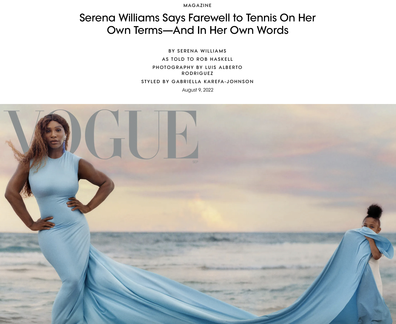 serena williams – annonce vogue