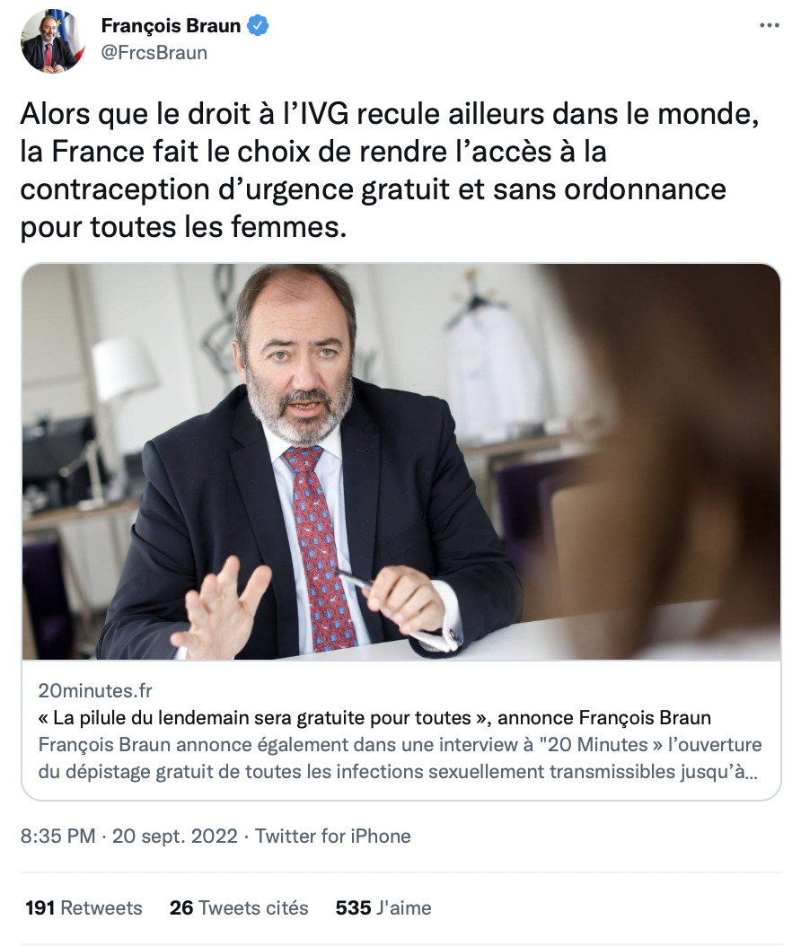 francois braun pilule du lendemain tweet