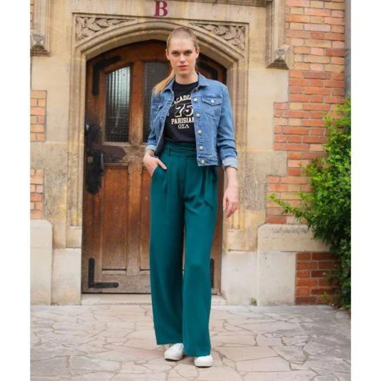 LA PETITE ETOILE - WOODY solid color straight trousers