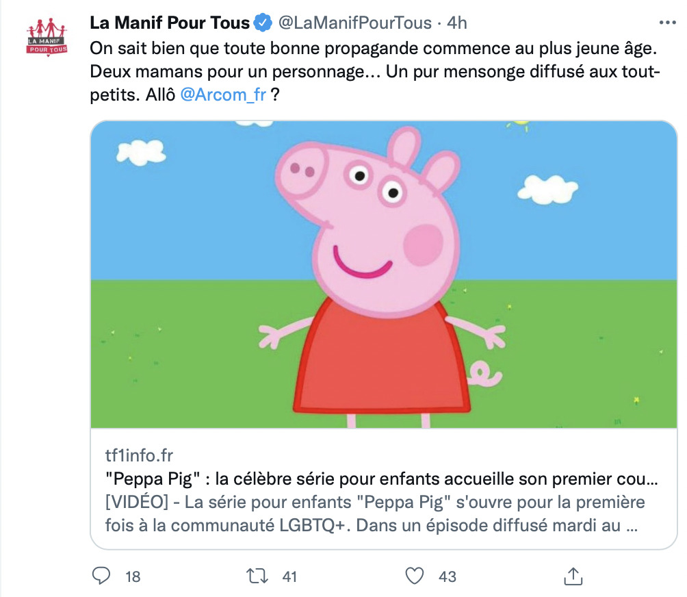 Two lesbian moms in Peppa Pig and homophobes growl all over the place