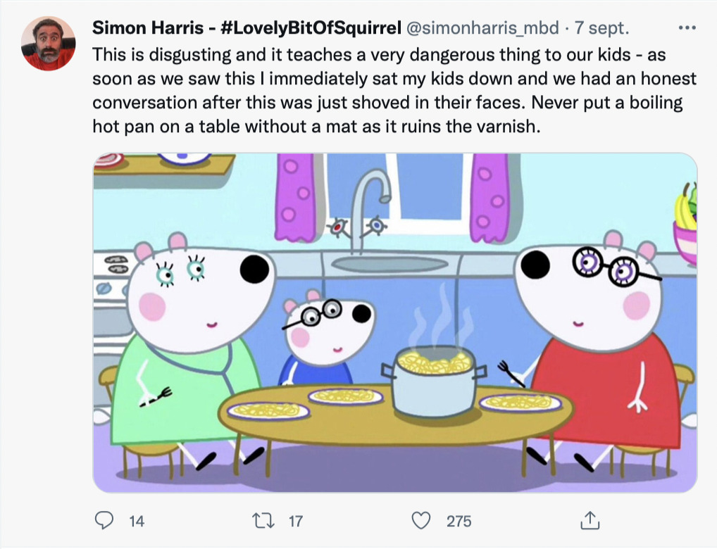 Twitter of peppa pig reaction