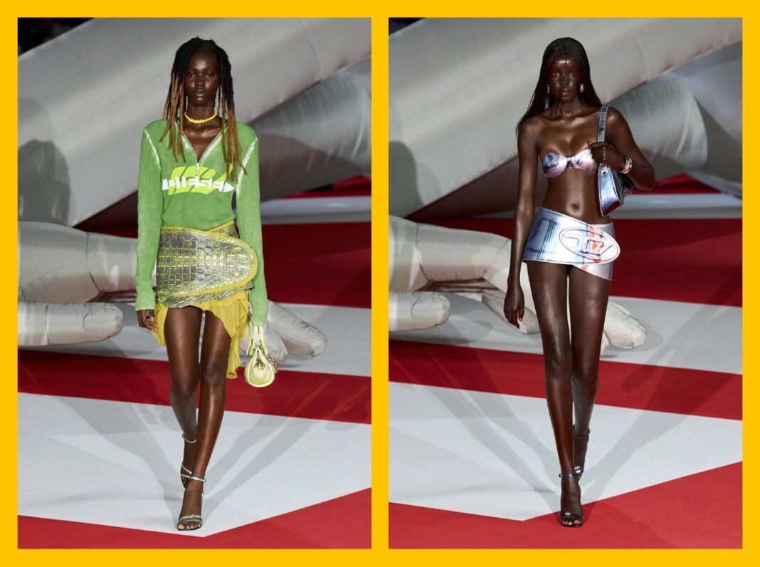 La ceinture en guise de jupe du défilé Diesel printemsp-été 2023 La ceinture en guise de jupe du défilé Diesel printemsp-été 2023