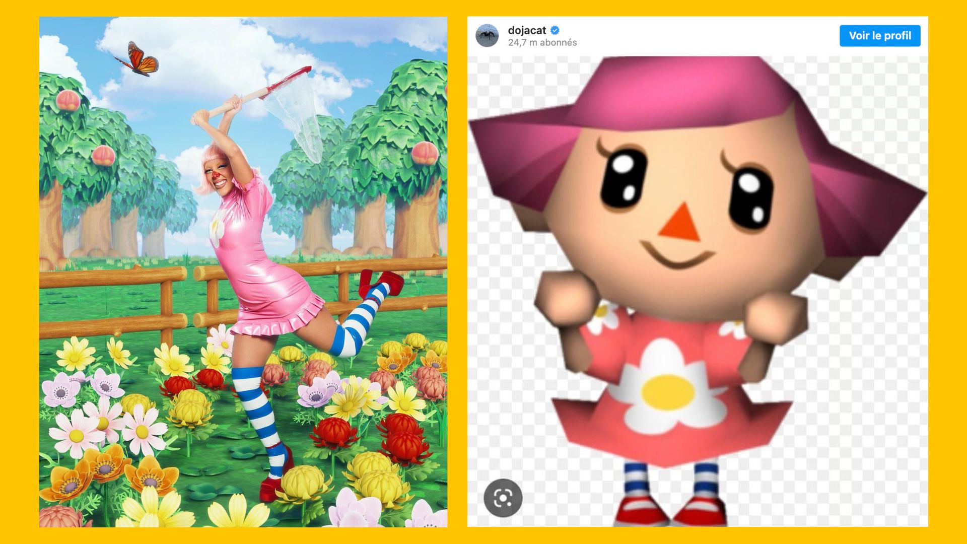 L’inspiration et le résultat du costume de Doja Cat en personnage d’Animal Crossing