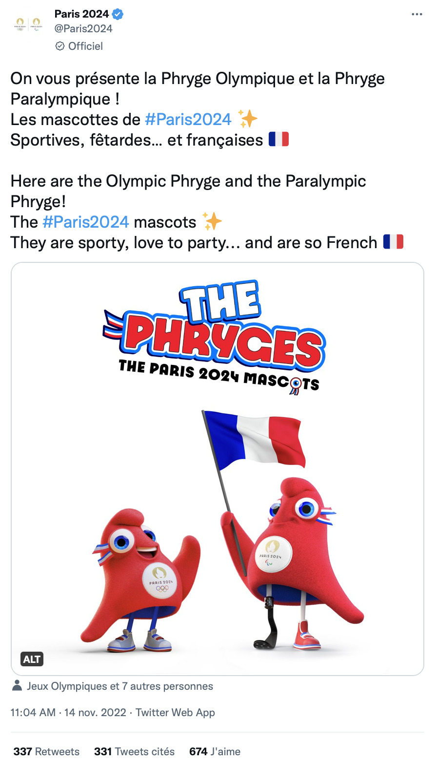 the phryges paris 2024 tweet