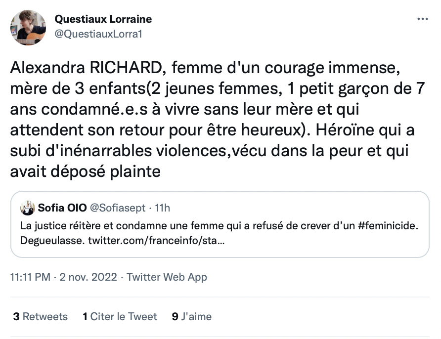 tweet lorraine questiaux alexandra richard