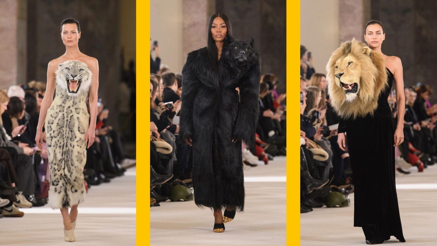The lion, wolf and leopard heads of Schiaparelli’s procession scandalize Reti and Peta The lion, wolf and leopard heads of Schiaparelli’s procession scandalize Reti and Peta