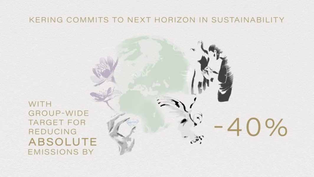 Le groupe de luxe Kering veut réduire son impact carbone de 40 % pour 2035 : promesse réaliste ou greenwashing ? // Source : Capture d'écran Twitter
