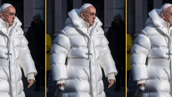 Stylé ou ridicule le pape en doudoune ? En vrai, c'est pour de faux, merci l'intelligence artificielle // Source : Capture d'écran Twitter