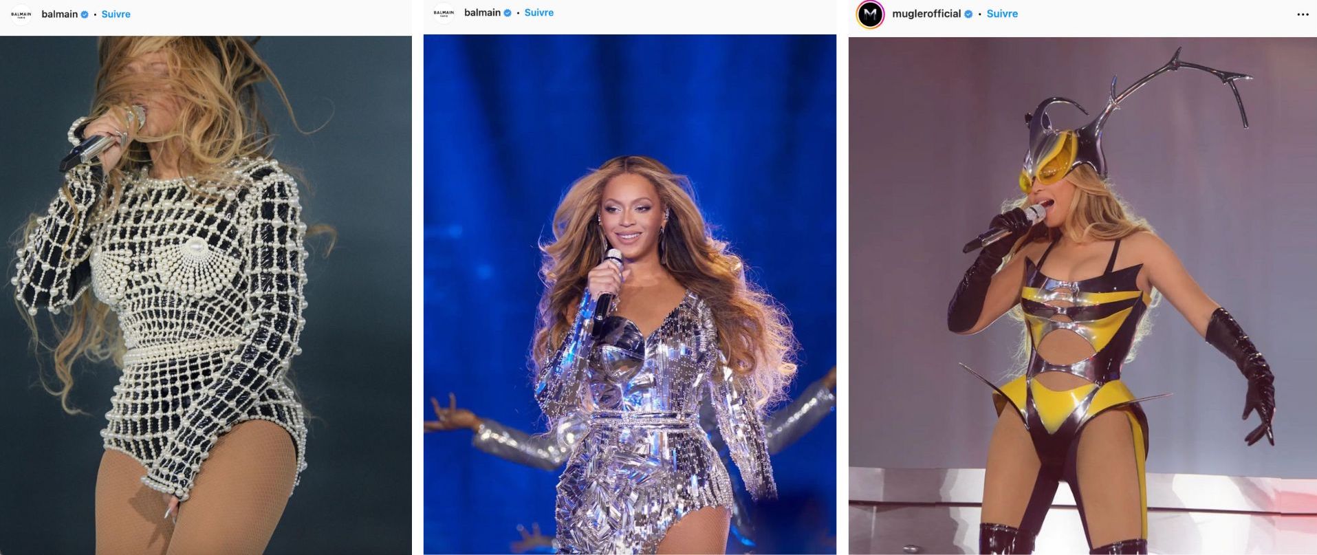 Beyoncé en Balmain par Olivier Rousteing et en Mugler