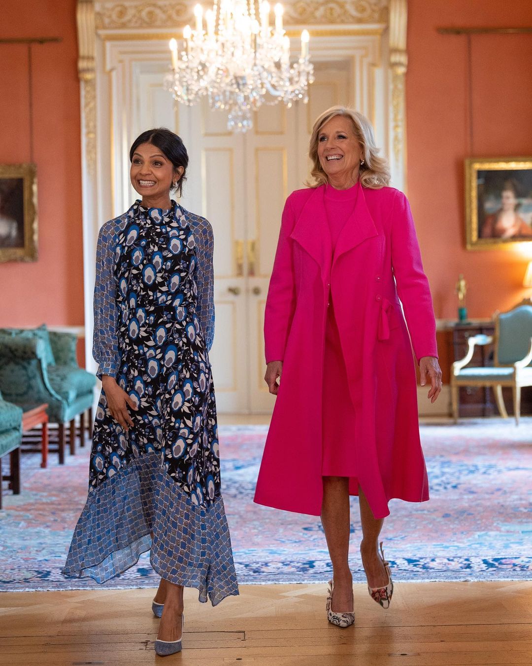 Akshata Murty et la Première dame des États-Unis Jill Biden à Londres en mai 2023