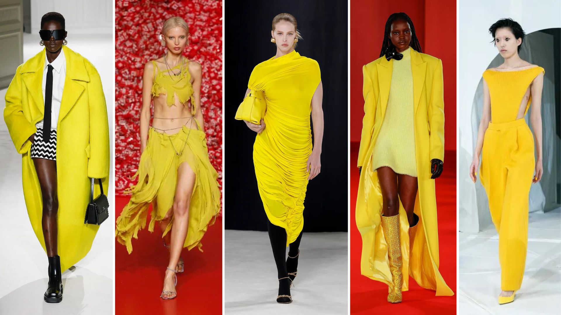 Du jaune dans les collections automne-hiver 2023-2024 de Valentino, Diesel, Ferragamo, David Koma et Marni