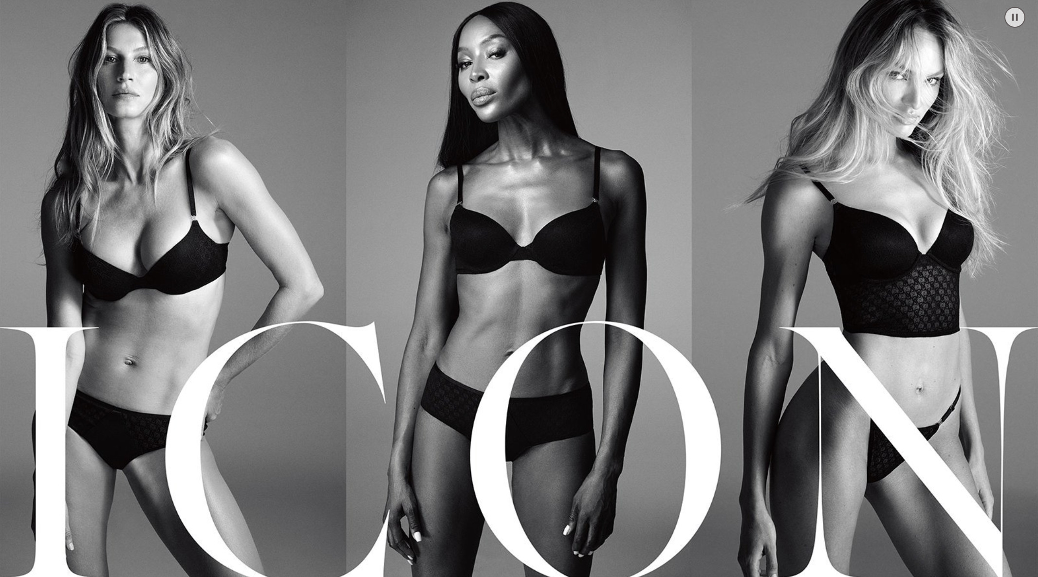 Gisele Bundchen, Naomi Campbell et Candice Swanepoel posent pour la collection Icon de Victoria's Secret // Source : Capture d'écran de l'eshop de Victoria's Secret