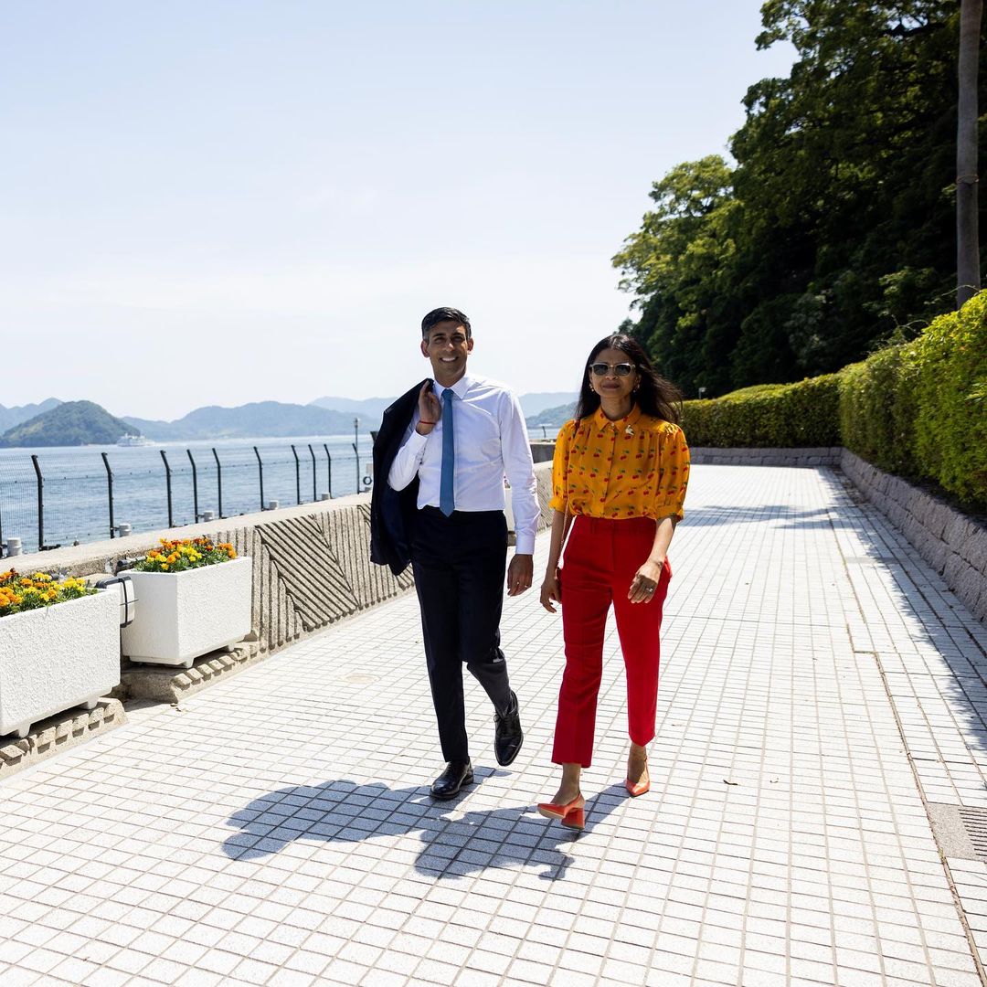 Le Premier ministre britannique, Rishi Sunak, et son épouse Akshata Murty en voyage au Japon pour le G7 en mai 2023