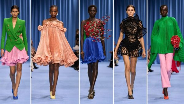 Olivier Rousteing déconstruit des roses pour le défilé Balmain printemps-été 2024 // Source : Balmain