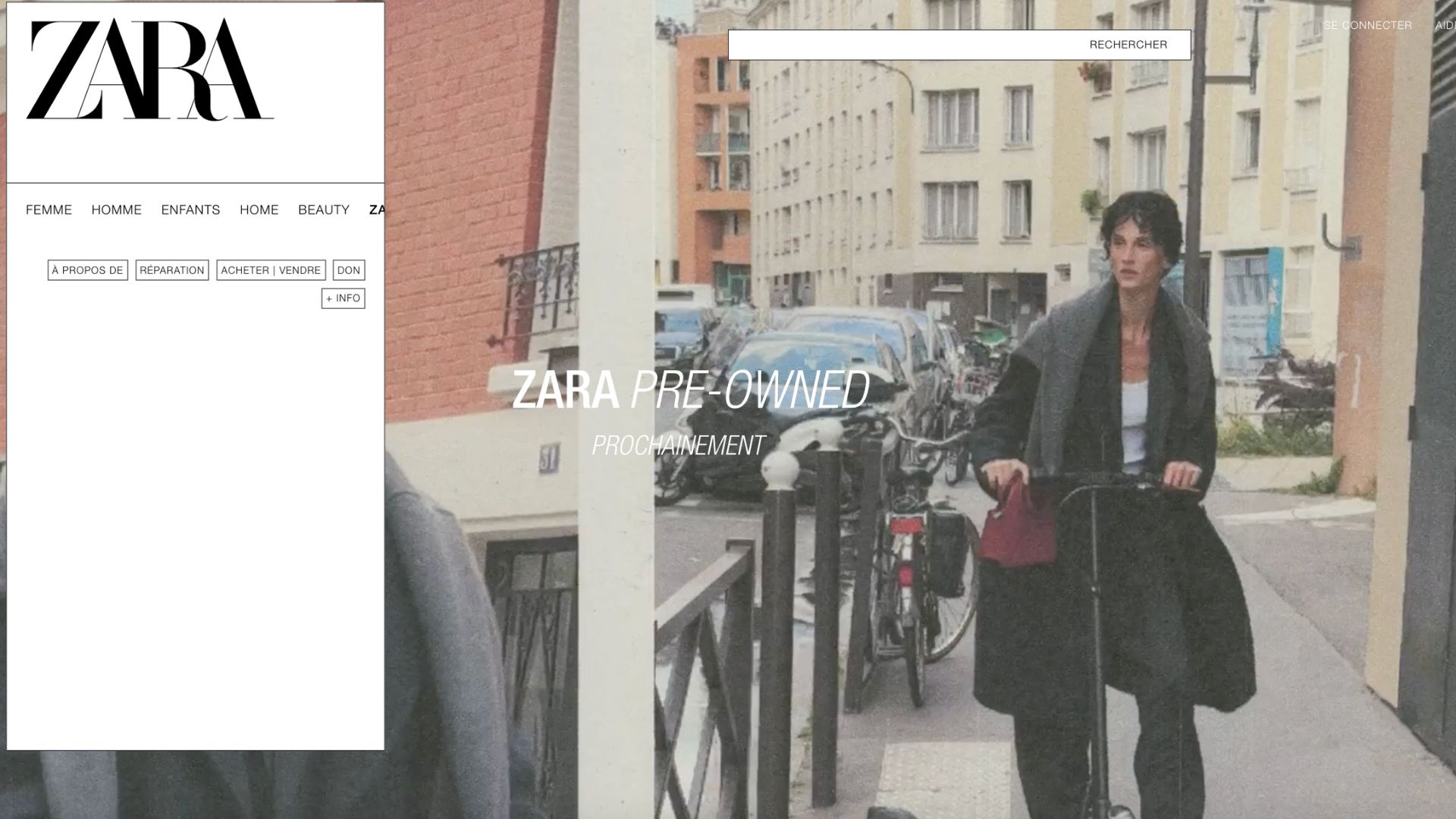 Réparer, acheter, vendre, donner, telles sont les options disponibles sur Zara Pre-Owned qui débarque en France le 7 septembre 2023 // Source : Capture d'écran de Zara.com