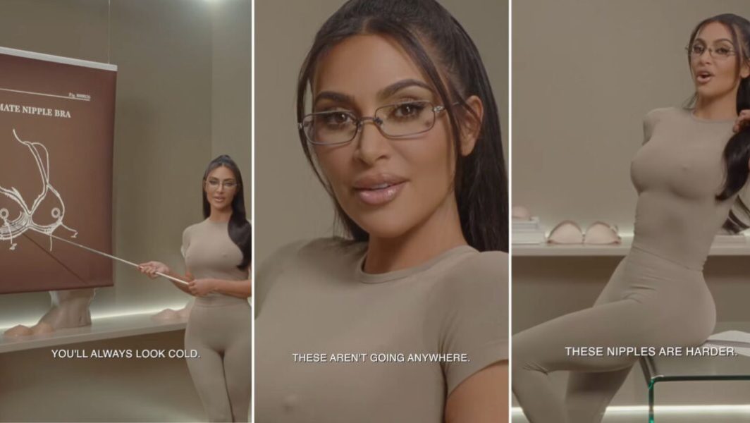 Kim Kardashian sort un soutien-gorge à faux tétons apparents qui turlupine Internet // Source : Capture d'écran Instagram