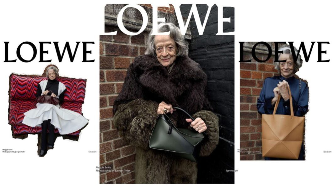 Maggie Smith devient égérie Lowe à 88 ans, et ses rides dans le luxe font du bien // Source : Photos de Juergen Teller pour Loewe