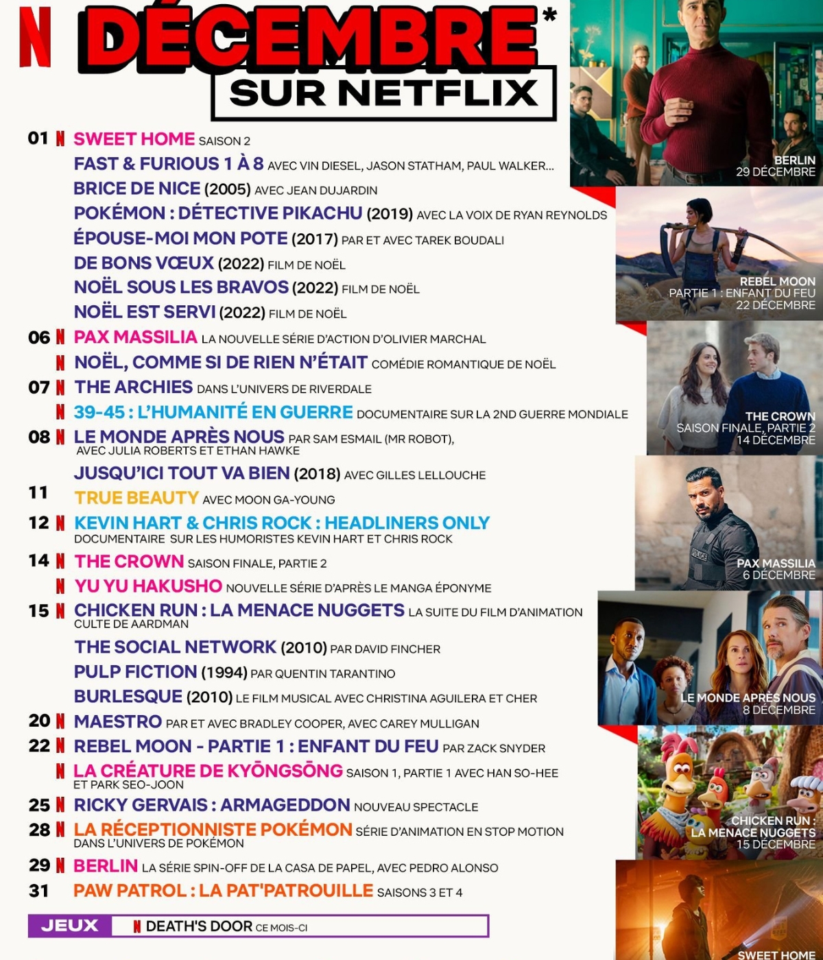 Les nouveautés films et séries sur Netflix en décembre 2023