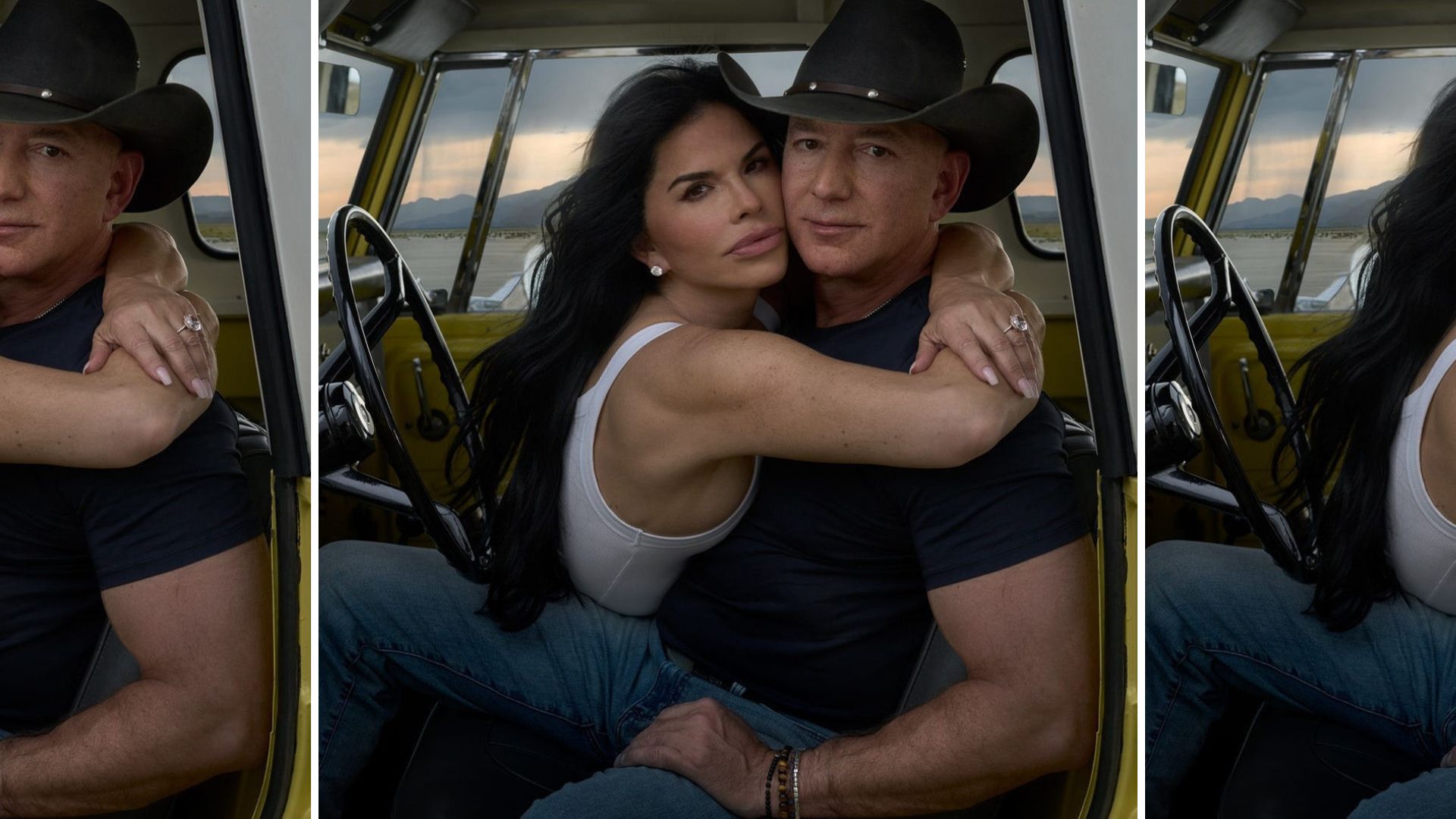 Why Jeff Bezos' cowboy hat annoys real cowboys // Source: Lauren Sánchez and Jeff Bezos photographed by Annie Leibovitz for Vogue US December 2023 / Instagram Screenshot