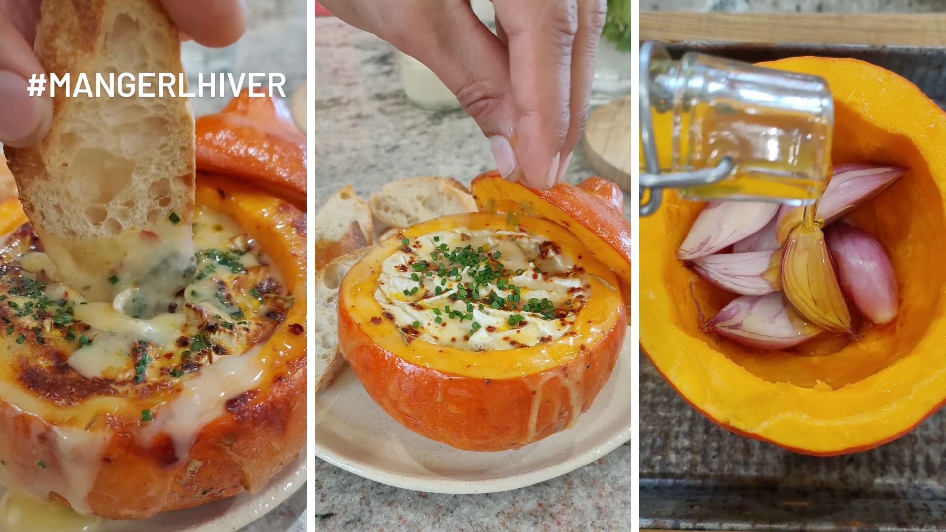La recette facile et décadente du potimarron farci au camembert rôti pour les soirs de flemme // Source : Capture d'écran Instagram du chef Simon Auscher