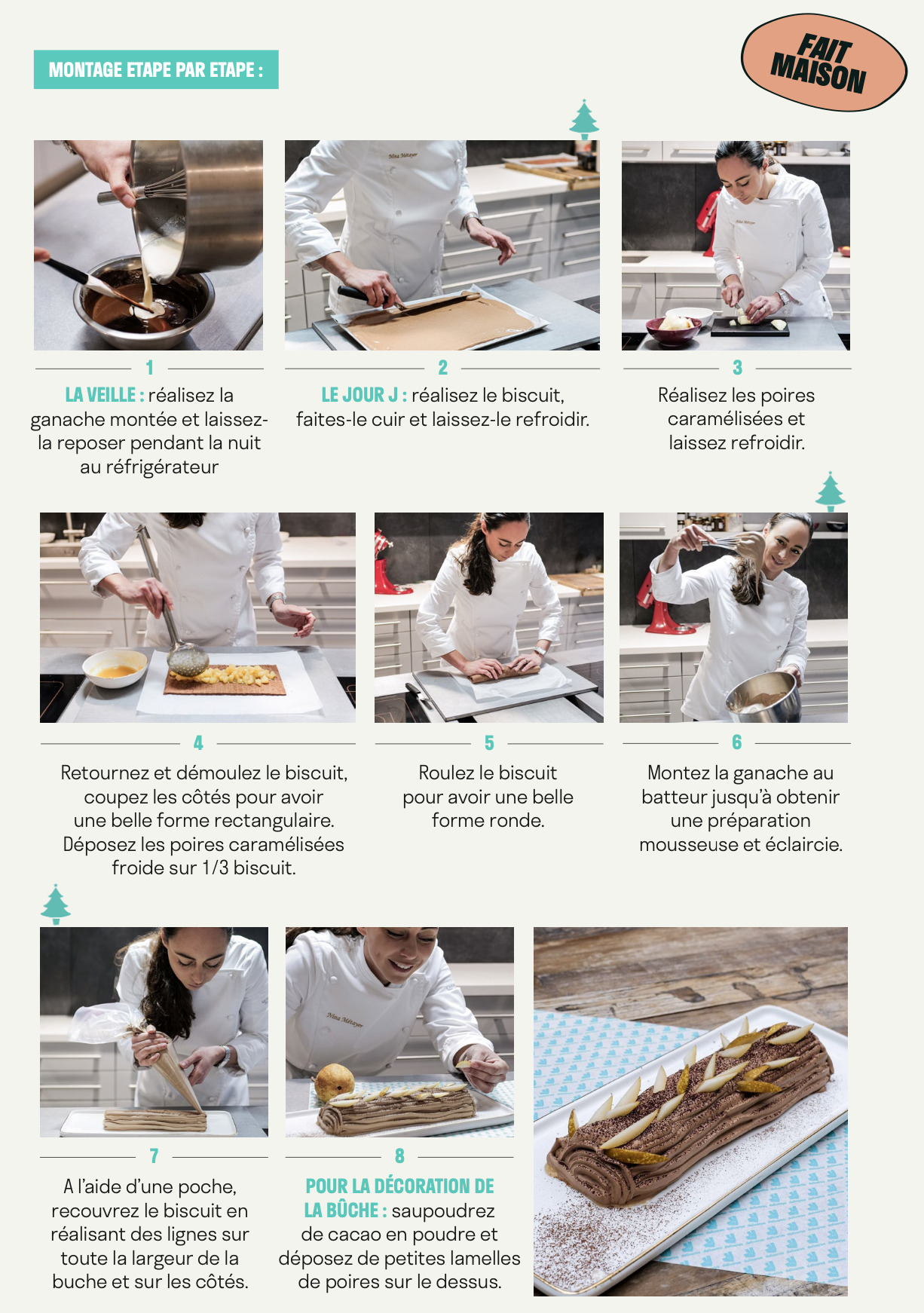 Montage étape par étape de La recette de la bûche choco-poire à petit prix de Nina Métayer