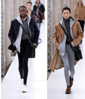 4 hoodies associés à une tenue de bureau lors du défilé Miu Miu automne-hiver 2023-2024 // Source : Miu Miu