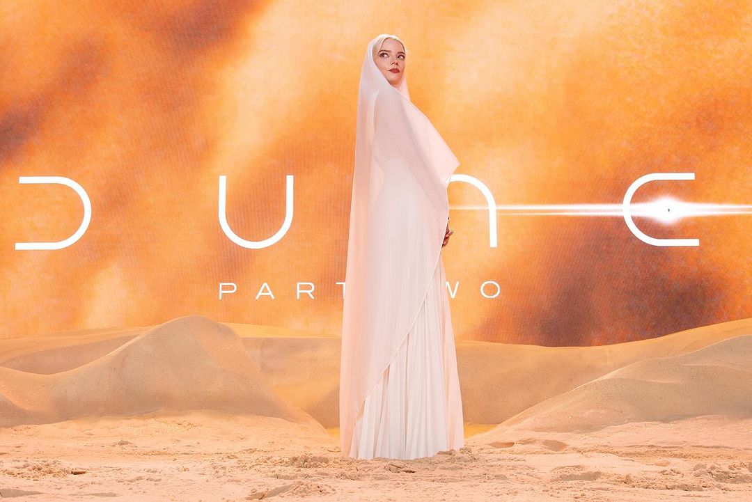 Anya Taylor-Joy en Christian Dior haute couture à l'avant-première de Dune 2 à Londres le 15 février 2024 // Source : Capture d'écran Instagram