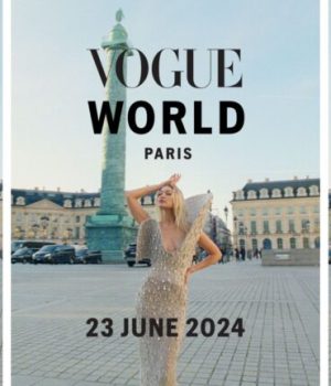 Gigi Hadid pose pour l'affiche de l'événement Vogue World : Paris, qui aura lieu le 23 juin 2024, place Vendôme, juste avant la fashion week haute couture // Source : Capture d'écran Instagram