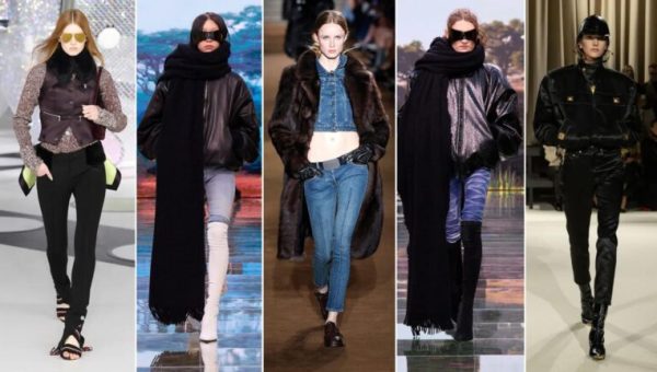 Le retour du jean skinny chez Off-White, Balenciaga, Miu Miu et Schiaparelli // Source : Off White, Balenciaga, Miu Miu, Schiaparelli