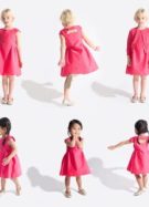 Des jeunes filles dans des petites robes roses posent pour la marque Okaïdi // Source : Capture d'écran Instagram