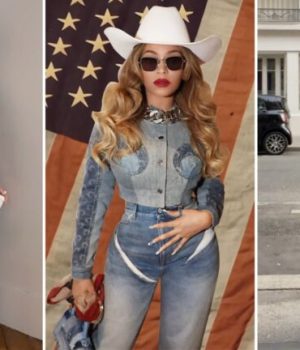 Comment porter la tendance denim on denim, ou jean sur jean, comme Beyoncé // Source : Captures d'écran instagram et TikTok