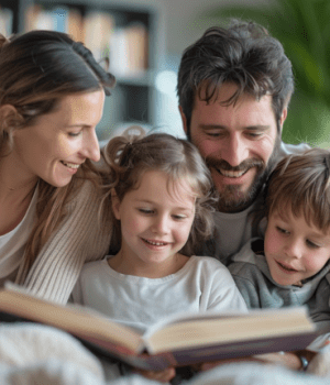 famille-lecture-livres // Source : Midjourney (IA)